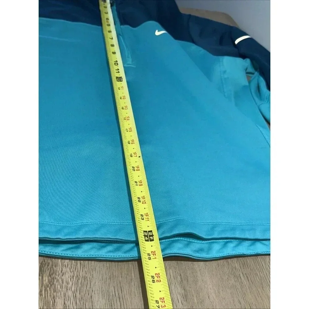 Nike Running Women’s (L) 1/4 Zip Pull Over Dri Fit Teal/Light Green Cap Hoodie
